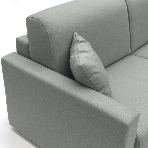 Canapé d'angle convertible et réversible tissu déhoussable Aubin - Gris - Grand 3 places
