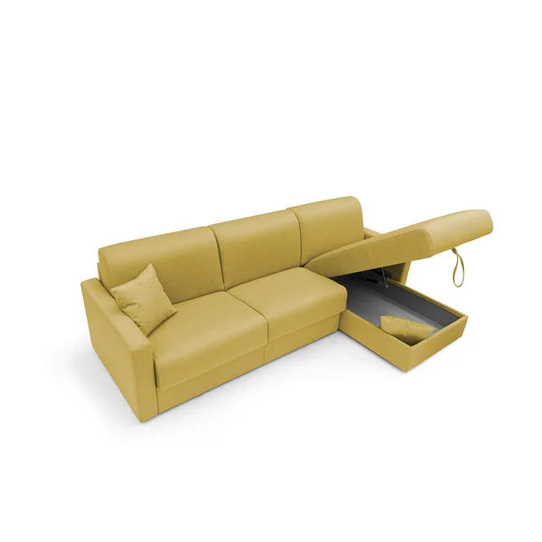 Canapé d'angle convertible et réversible tissu déhoussable Aubin - Moutarde - Grand 3 places