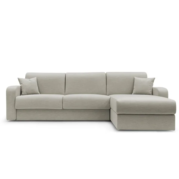 Canapé d'angle convertible et réversible tissu recyclé déhoussable Alizée - Lin - Grand 2 places