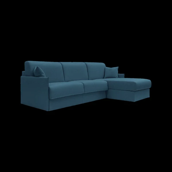 Canapé d'angle convertible et réversible tissu recyclé déhoussable Arthur - Bleu Canard - 3 places