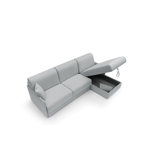 Canapé d'angle convertible et réversible tissu recyclé déhoussable Arthur - Gris Clair - Grand 2 places
