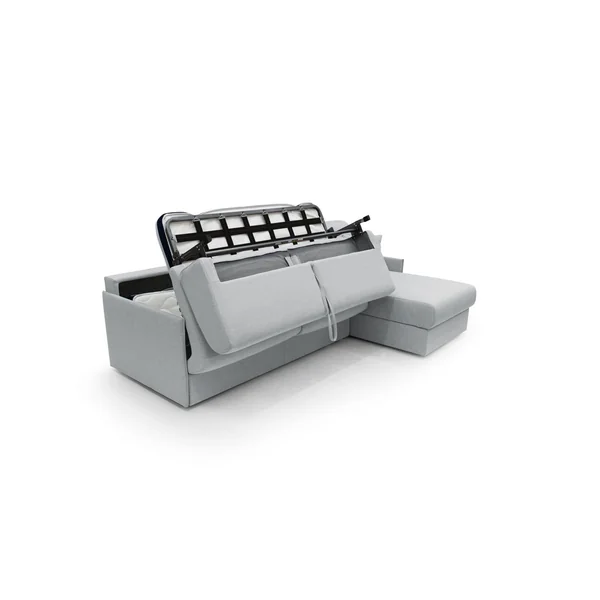 Canapé d'angle convertible et réversible tissu recyclé déhoussable Arthur - Gris Clair - Grand 2 places