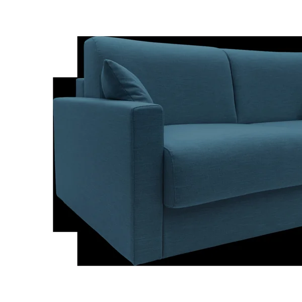 Canapé d'angle convertible et réversible tissu recyclé déhoussable Aubin - Bleu Canard - Grand 3 places