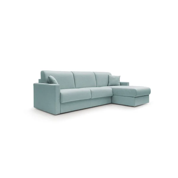 Canapé d'angle convertible et réversible tissu recyclé déhoussable Aubin - Bleu Ciel - 3 places