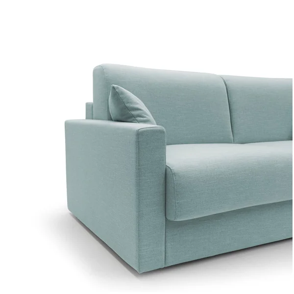 Canapé d'angle convertible et réversible tissu recyclé déhoussable Aubin - Bleu Ciel - 3 places