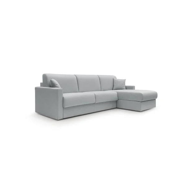 Canapé d'angle convertible et réversible tissu recyclé déhoussable Aubin - Gris Clair - 3 places