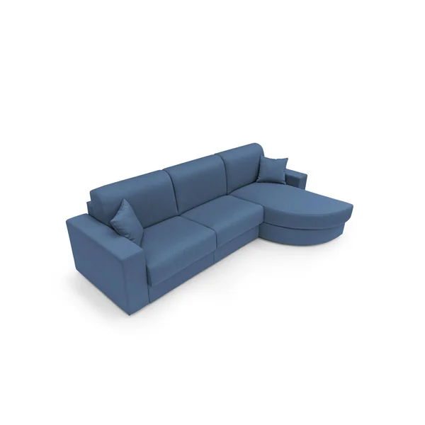 Canapé d'angle convertible tissu déhoussable Aubin - Bleu - Canapé angle droit
