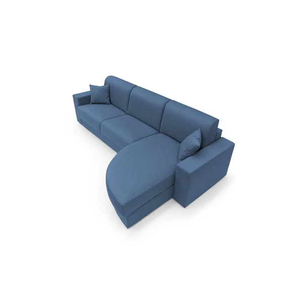 Canapé d'angle convertible tissu déhoussable Aubin - Bleu - Canapé angle droit