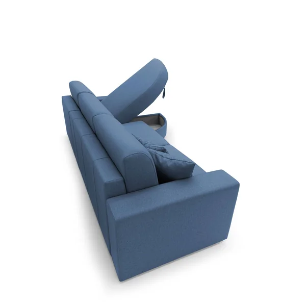 Canapé d'angle convertible tissu déhoussable Aubin - Bleu - Canapé angle droit