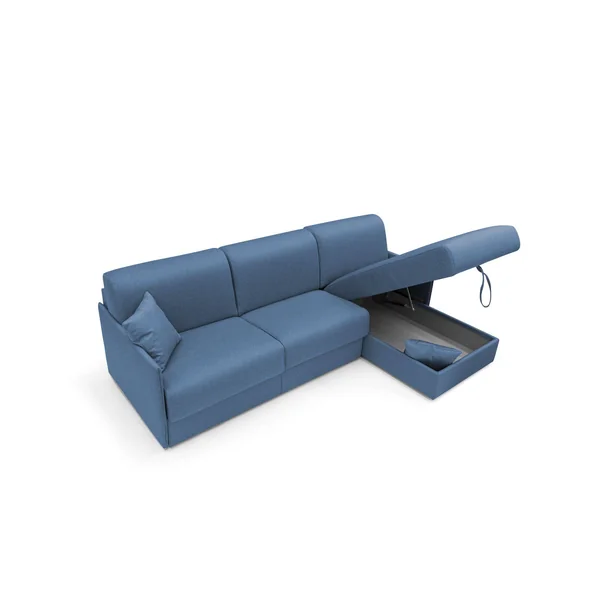 Canapé d'angle réversible tissu déhoussable Arthur - Bleu - Grand 3 places