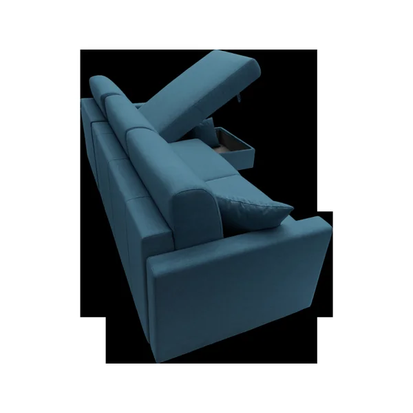 Canapé d'angle réversible tissu recyclé déhoussable Arthur - Bleu Canard - Grand 3 places