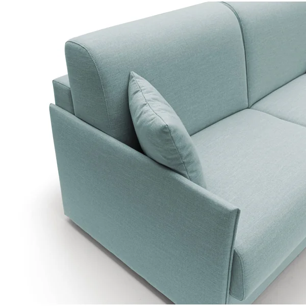 Canapé d'angle réversible tissu recyclé déhoussable Arthur - Bleu Ciel - Grand 2 places