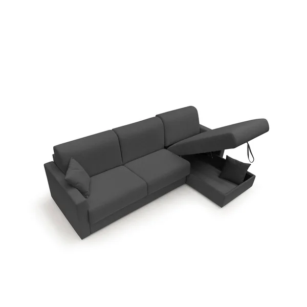 Canapé d'angle réversible tissu recyclé déhoussable Aubin - Anthracite - 3 places
