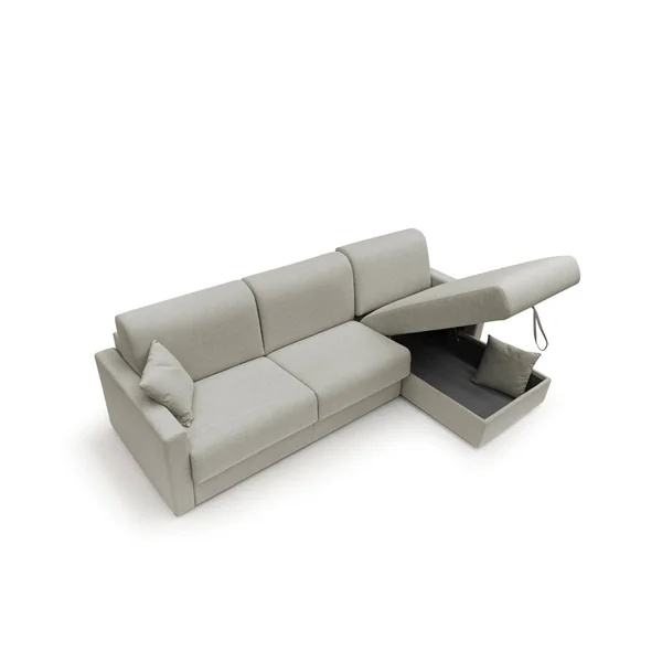 Canapé d'angle réversible tissu recyclé déhoussable Aubin - Lin - 3 places