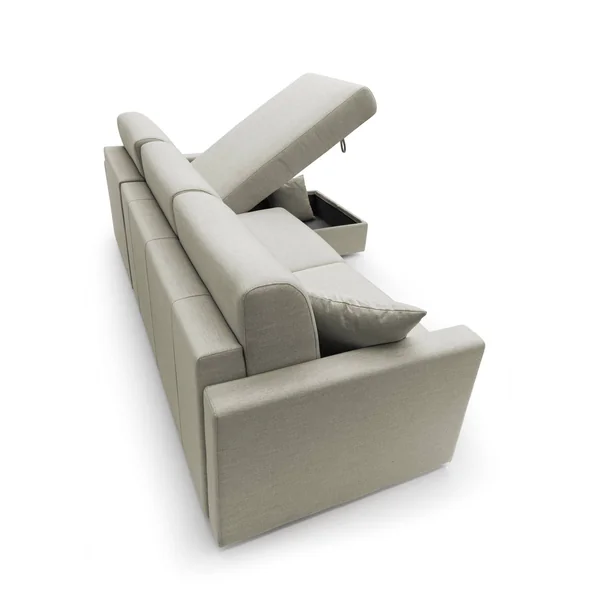 Canapé d'angle réversible tissu recyclé déhoussable Aubin - Lin - 3 places