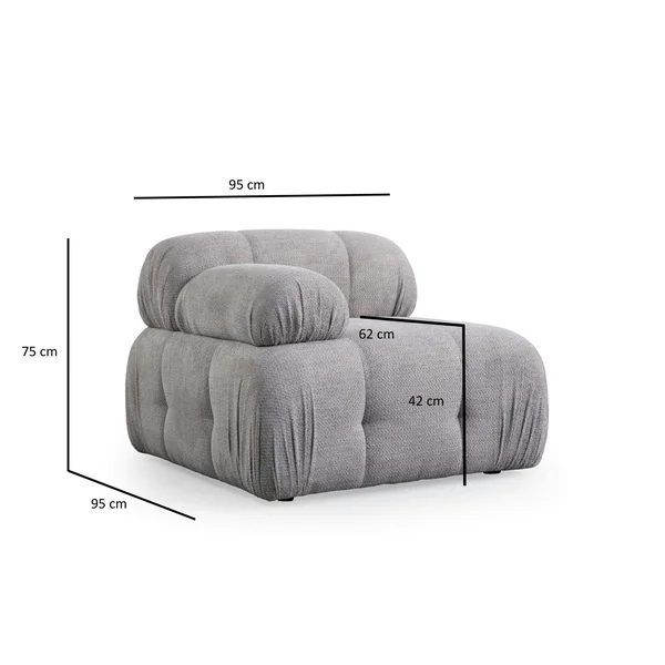 Canapé modulable 2 places gris clair, assise profonde 190 cm ICA