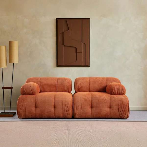 Canapé modulable 2 places rouille, assise profonde 190 cm ICA