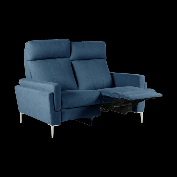 Canapé relax électrique tissu Boston - Bleu Jean - 2 places - relax à droite