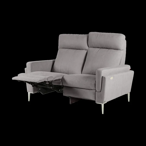 Canapé relax électrique tissu Boston - Gris Clair - 2 places - relax à gauche