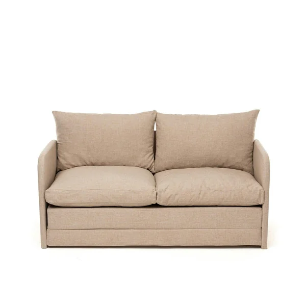 Canapé-lit d'appoint beige 2 personnes, tissu lin ORURO