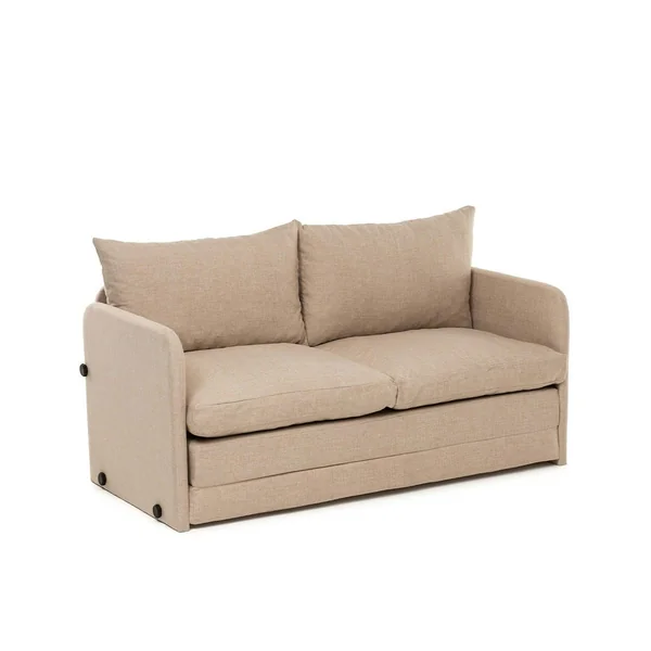 Canapé-lit d'appoint beige 2 personnes, tissu lin ORURO