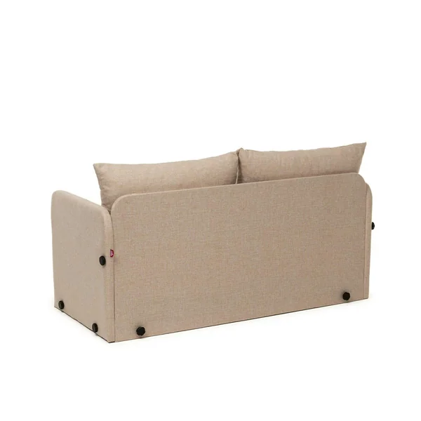 Canapé-lit d'appoint beige 2 personnes, tissu lin ORURO