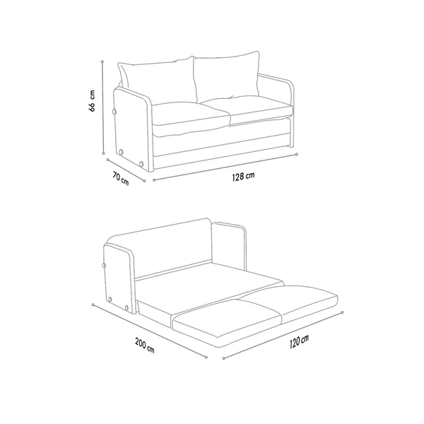 Canapé-lit d'appoint en tissu crème, 2 personnes ORURO