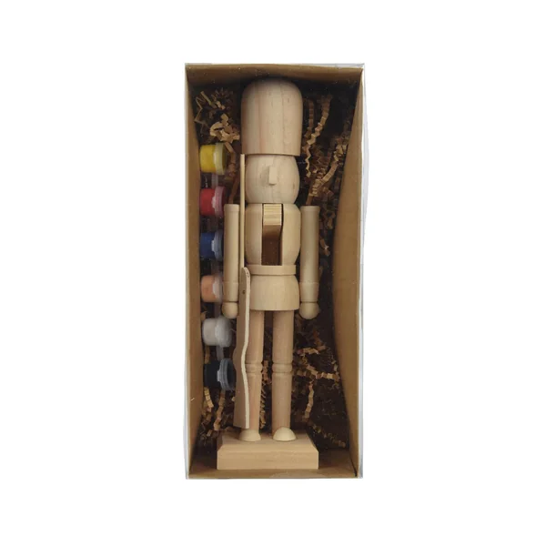 Casse-noisette en bois de pin à peindre et 6 pots de peinture - 11 x 7 x 26 cm