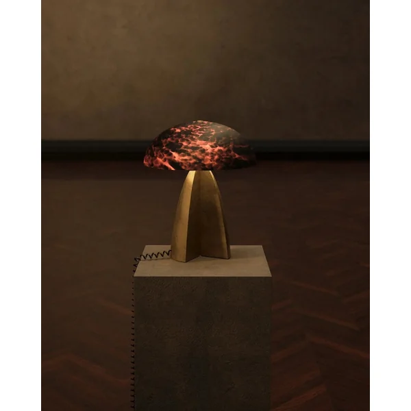 Cast Brass Table Lamps in Glass and Hand-blown Matte Leopard Glass