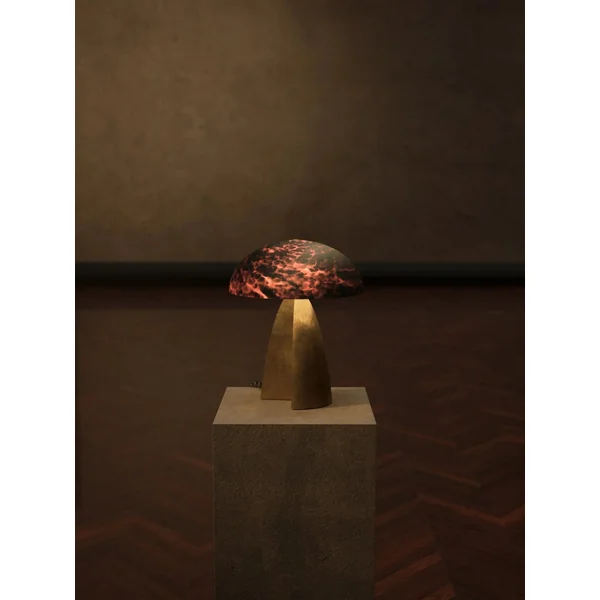 Cast Brass Table Lamps in Glass and Hand-blown Matte Leopard Glass