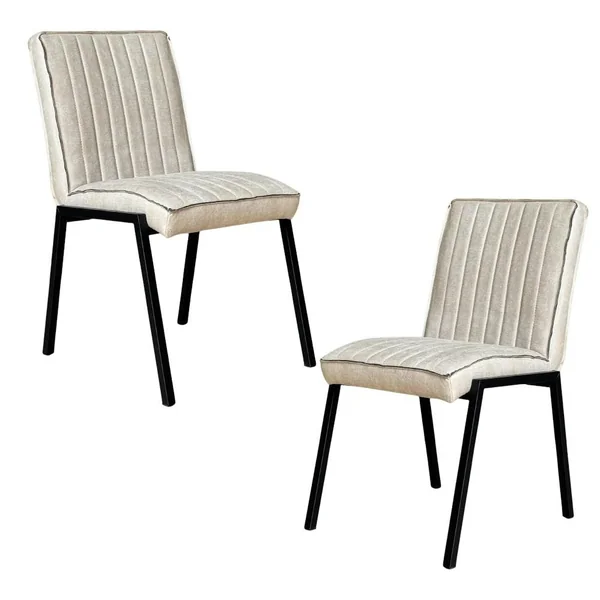 Chaise beige rembourrée à bandes (lot de 2) CORTINA