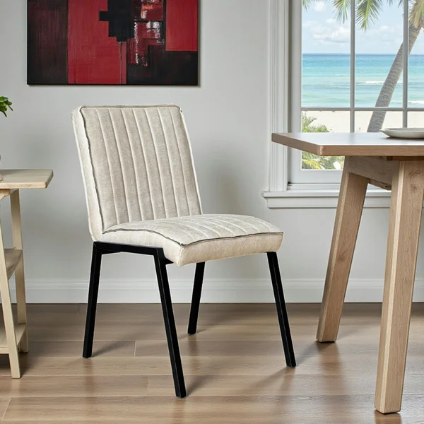 Chaise beige rembourrée à bandes (lot de 2) CORTINA