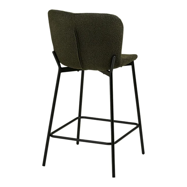 Chaise de bar bouclette verte pieds métal noir (lot de 2) BERLIN