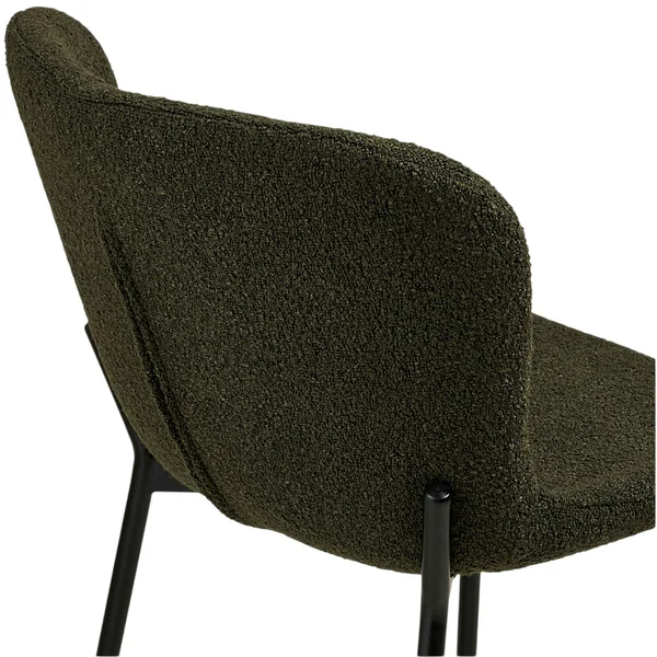 Chaise de bar bouclette verte pieds métal noir (lot de 2) BERLIN