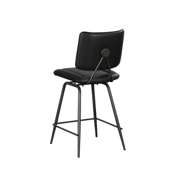 Chaise de bar noire à pieds métal, décor bouton (lot de 2) OKA
