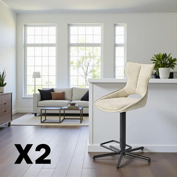 Chaise de bar réglable beige à dossier ouvert (lot de 2) LOMBARDIE
