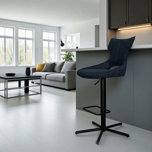 Chaise de bar réglable bleue à dossier ouvert (lot de 2) LOMBARDIE