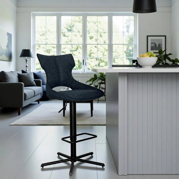 Chaise de bar réglable bleue à dossier ouvert (lot de 2) LOMBARDIE