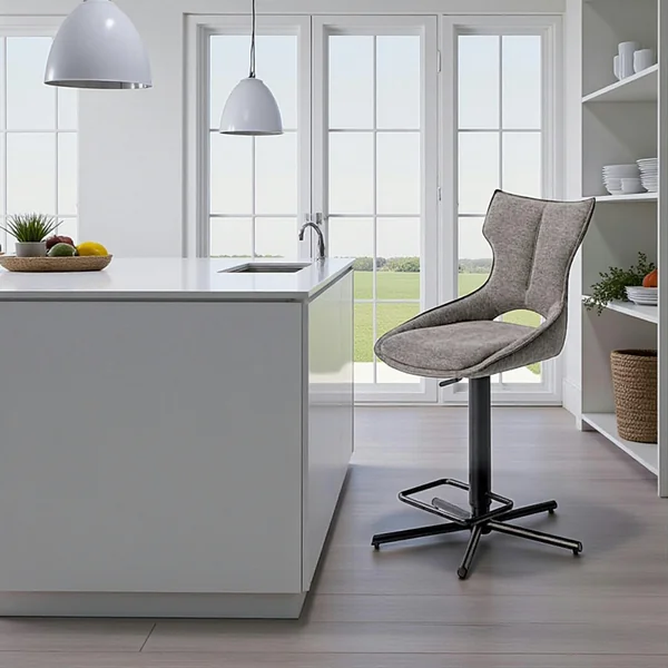 Chaise de bar réglable grise à dossier ouvert (lot de 2) LOMBARDIE