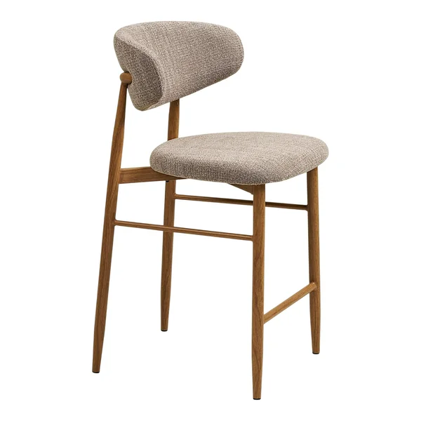 Chaise de bar sable avec repose-pieds effet bois clair (lot de 2) AMSTERDAM