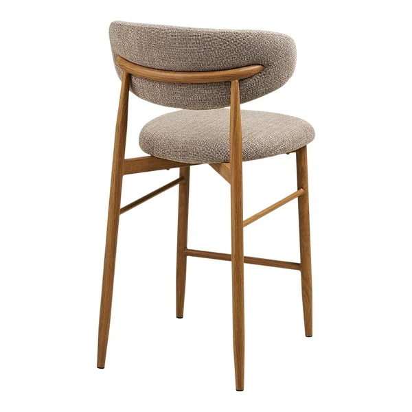 Chaise de bar sable avec repose-pieds effet bois clair (lot de 2) AMSTERDAM