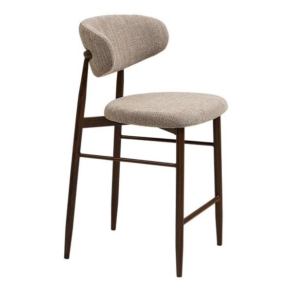 Chaise de bar sable avec repose-pieds effet bois foncé (lot de 2) AMSTERDAM