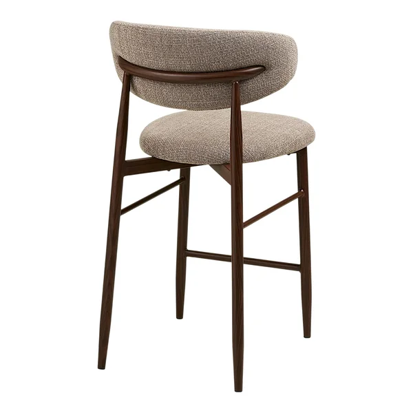 Chaise de bar sable avec repose-pieds effet bois foncé (lot de 2) AMSTERDAM