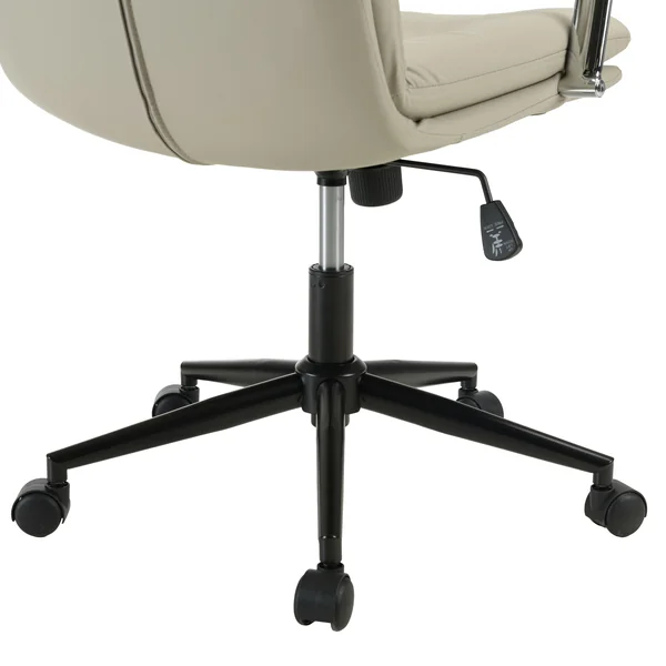 Chaise de bureau à roulettes cuir matelassé beige dossier carré SORANO