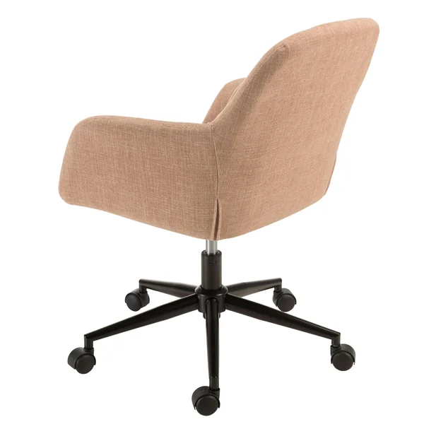 Chaise de bureau à roulettes en tissu rose dossier carré SORANO