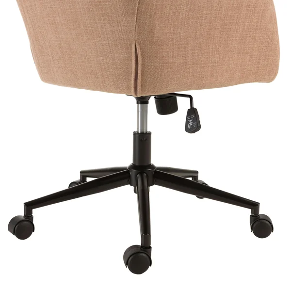 Chaise de bureau à roulettes en tissu rose dossier carré SORANO