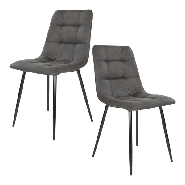 Chaise de salle à manger grise motif damier (lot de 2) TARAZ