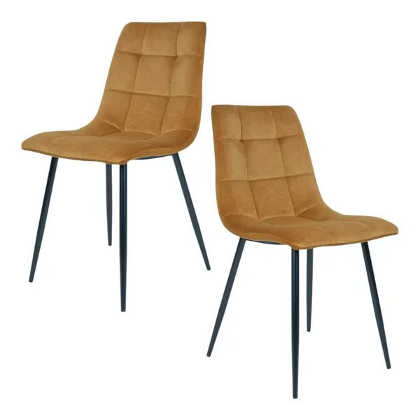 Chaise de salle à manger moutarde motif damier (lot de 2) TARAZ
