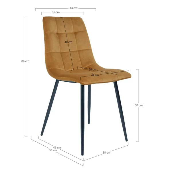 Chaise de salle à manger moutarde motif damier (lot de 2) TARAZ