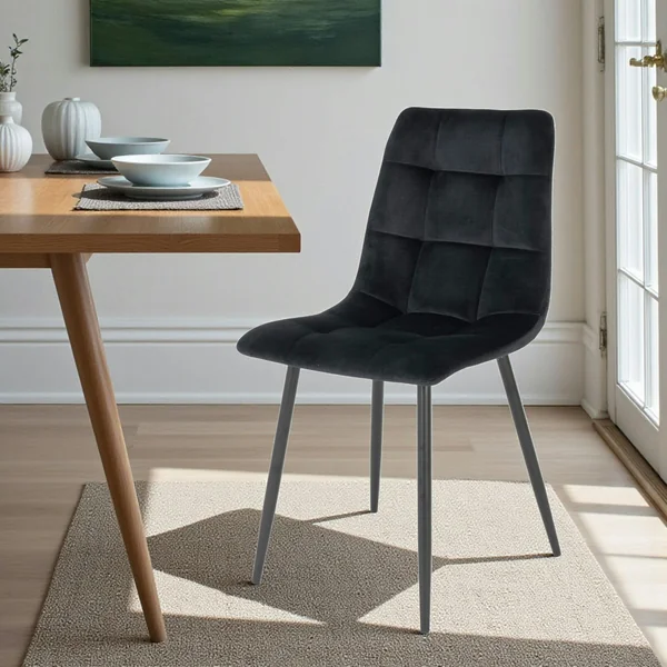 Chaise de salle à manger noire motif damier (lot de 2) TARAZ